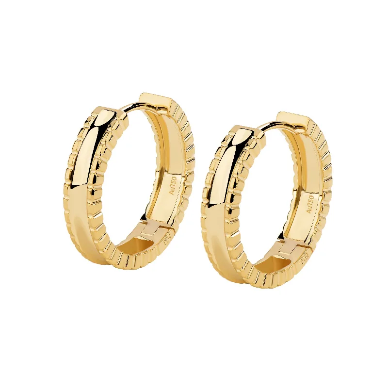 Hoop earrings with enamel stripes for a colorful and eye-catching design-Unlock Marks-18K U-shape Gold Earring