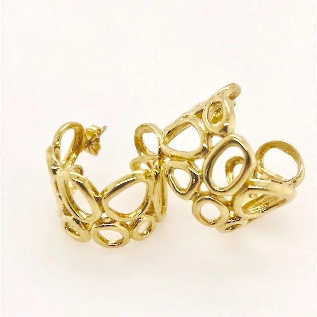 Hoop earrings with floral motifs for a feminine and nature-inspired look-Vermeil Geometrics Hoop Earrings