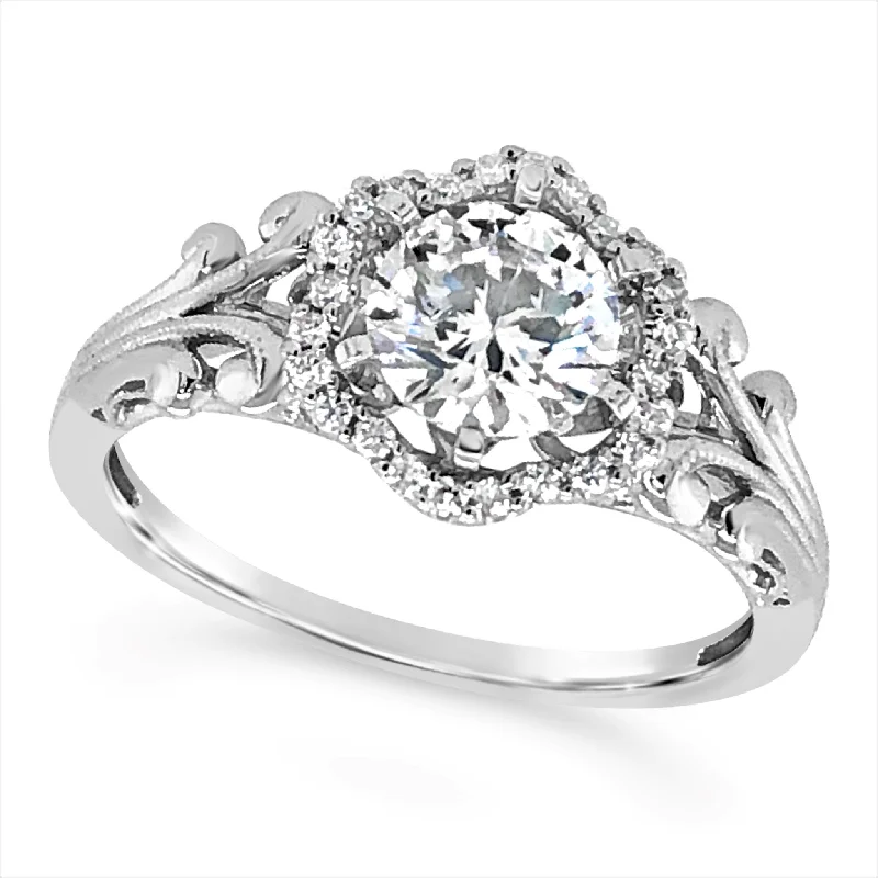 Engagement rings with vintage-inspired claw prongs -Vintage Style Diamond Halo Engagement Mounting