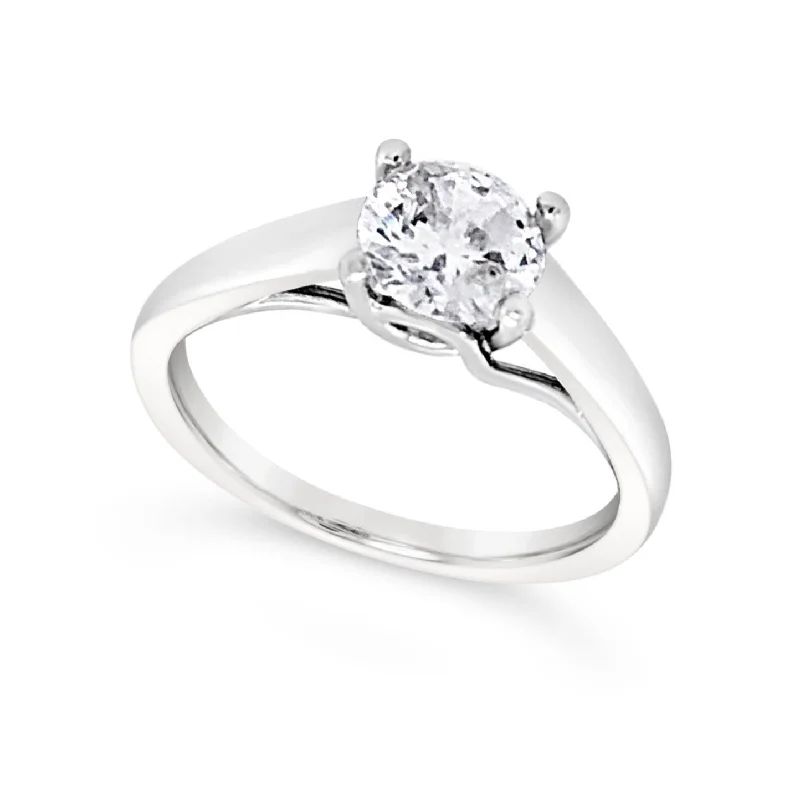 Engagement rings with engraved initials inside bands -Wide Solitaire Engagement Mounting