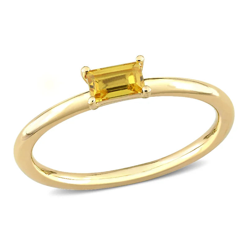 Rings with rough moonstone for natural beauty -1/3 CT TGW Baguette Yellow Sapphire Stackable Ring in 10k Yellow Gold