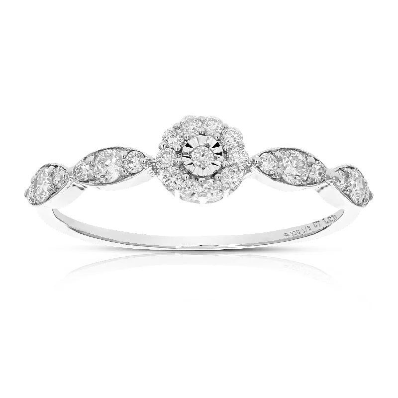 Rings with herkimer diamonds for raw clarity -1/3 cttw Wedding Engagement Ring for Women, Round Lab Grown Diamond Ring in 14K White Gold, Prong Setting