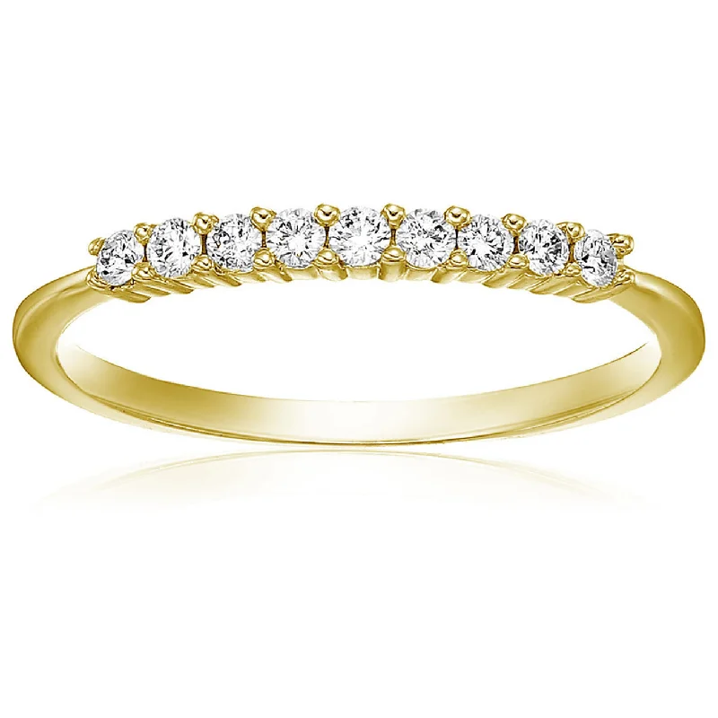 Rings with sunburst citrine for radiant appeal -1/4 ctw Petite Diamond Wedding Band in 10K Yellow Gold