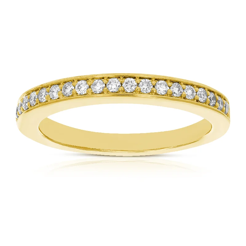 Rings with branch-inspired bands for organic -1/5 cttw Diamond Wedding Band in 10K Yellow Gold