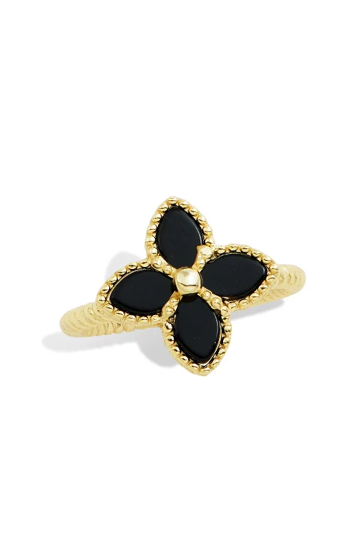 Rings with vintage claw prongs for elegance -18K GOLD over sterling black onyx ring