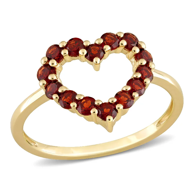 Rings with rough moonstone for natural beauty -4/5ct TGW Garnet Heart Ring in 10k Yellow Gold