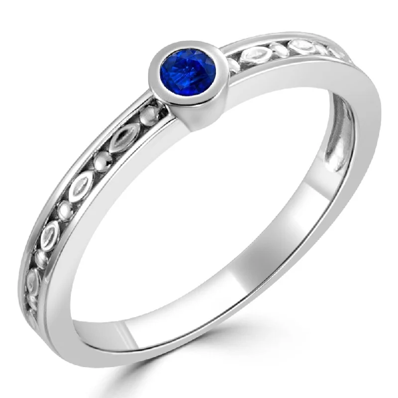 Rings with pave-set gemstones for brilliance -Auriya 10k Gold 1/10ctw Dainty Round Solitaire Sapphire Stacking Ring