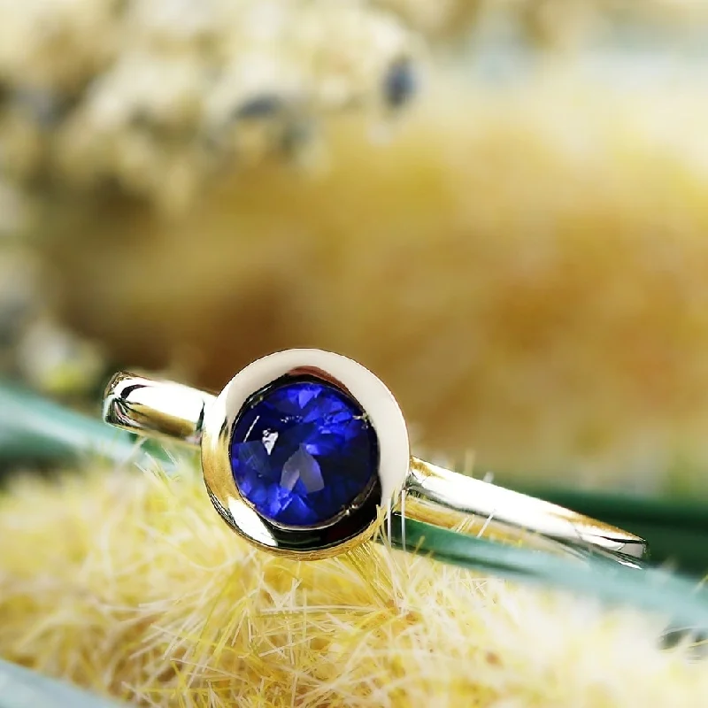 Rings with star sapphire for unique glow -Auriya 14k Gold 1/2ct Bezel-set Solitaire Sapphire Engagement Ring