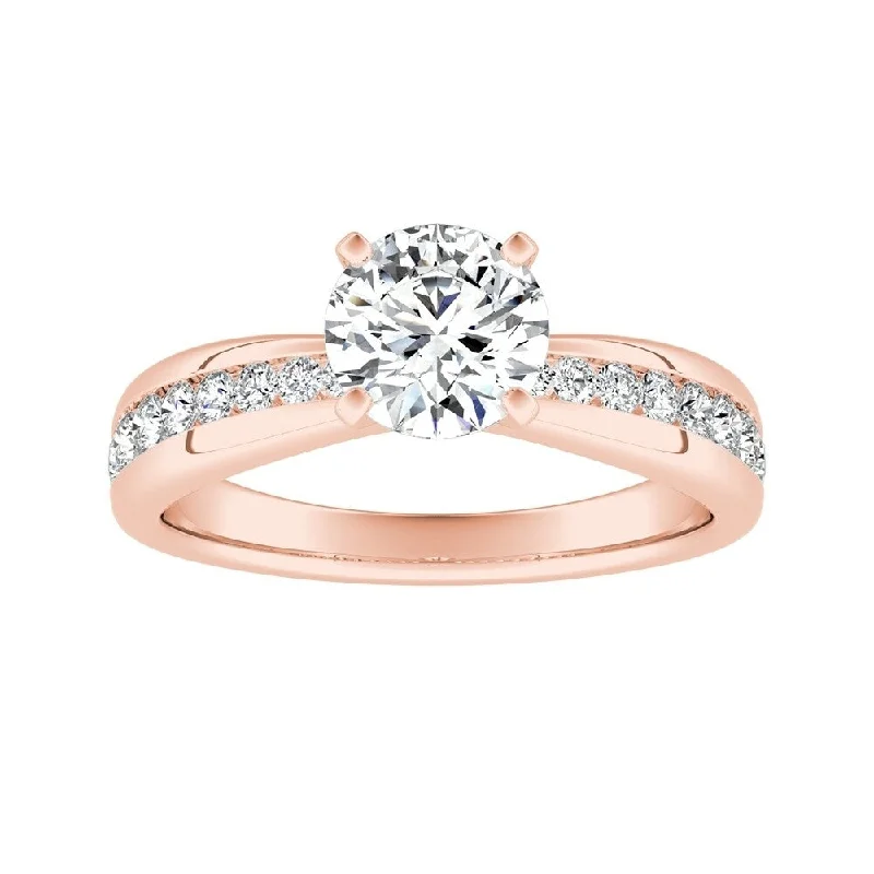 Rings with floral halo diamond arrangements -Auriya 14k Gold 1ct Classic Moissanite and Diamond Engagement Ring 1/3ctw