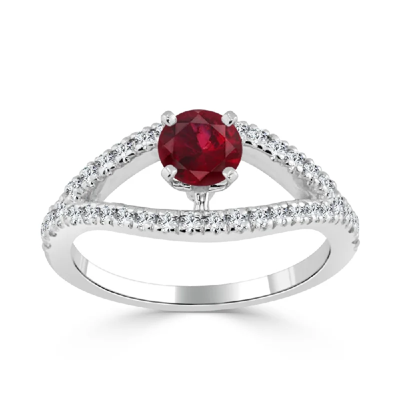 Rings with polished jade for smooth calm -Auriya 14k Gold 2/5ct Ruby and 1/3ct TDW Diamond Modern Engagement Ring