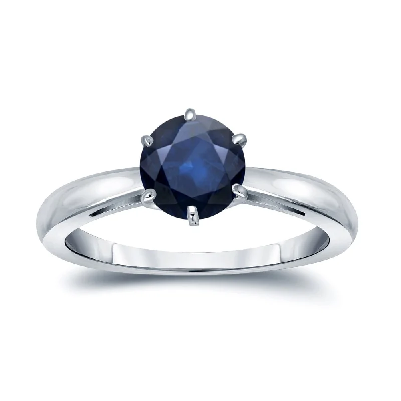 Simple rings with polished black onyx shine -Auriya 14k Gold Blue Sapphire Solitaire Engagement Ring 1 1/2ct TGW