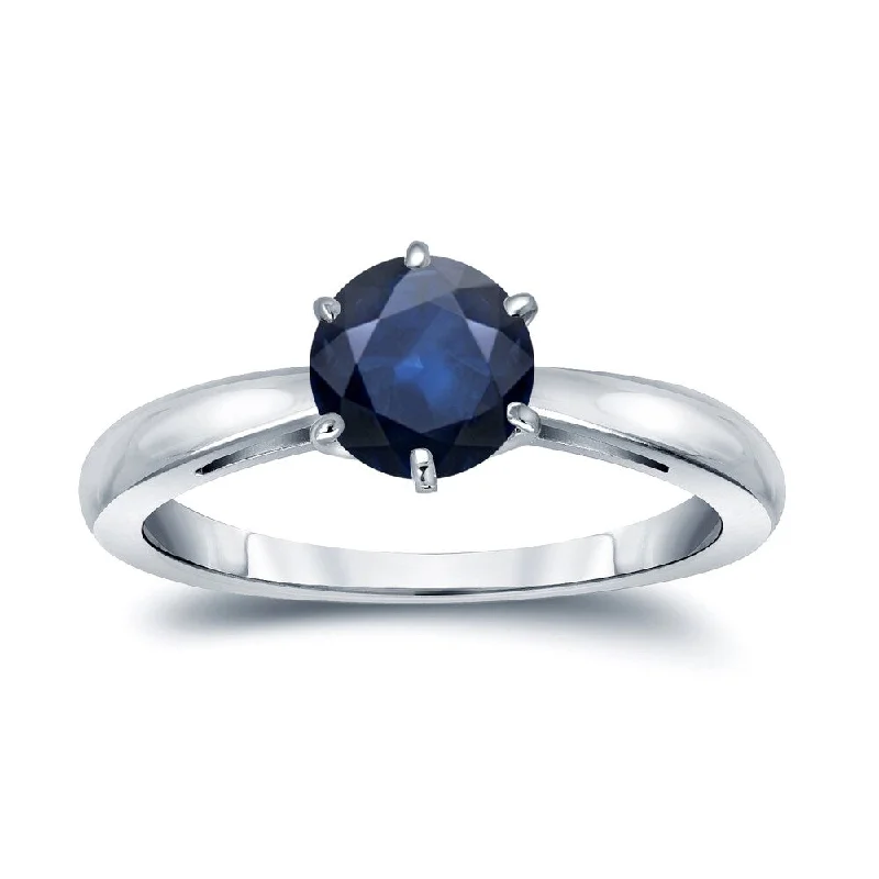 Rings with birthstone clusters for personalization -Auriya 14k Gold Blue Sapphire Solitaire Engagement Ring 1 1/4ct TGW