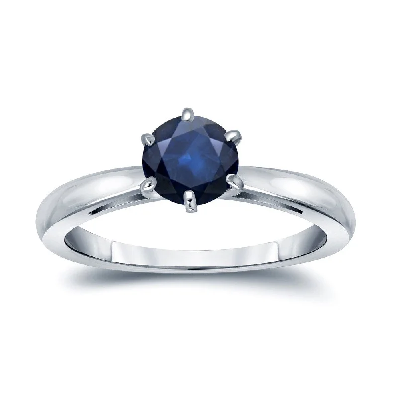 Stackable rings with mixed metal finishes -Auriya 14k Gold Blue Sapphire Solitaire Engagement Ring 3/4ct TGW