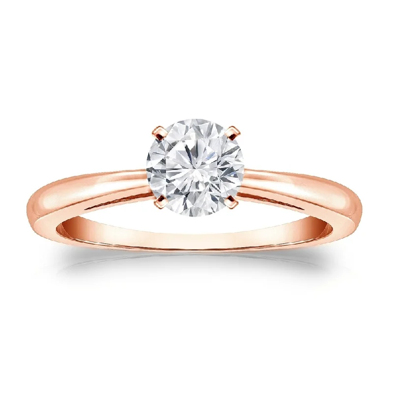 Auriya 14k Gold Brilliant Round 1/2 carat Moissanite Solitaire Engagement Ring