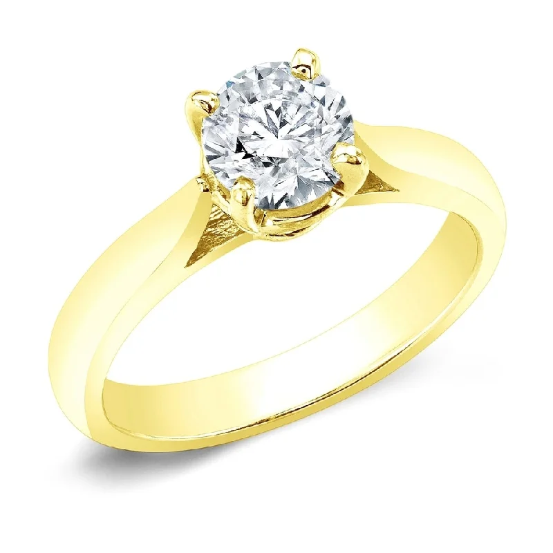 Rings with vintage claw prongs for elegance -Auriya 14k Gold Brilliant Round 4 carat Moissanite Solitaire Engagement Ring