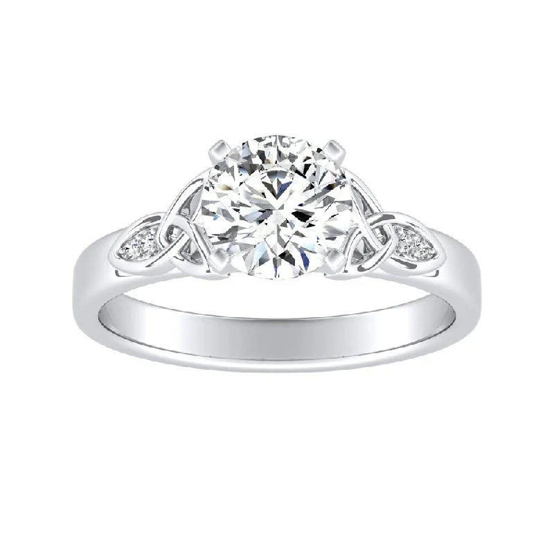 Rings with floral halo diamond arrangements -Auriya 14k Gold Modern 3/4ct Round Moissanite Engagement Ring