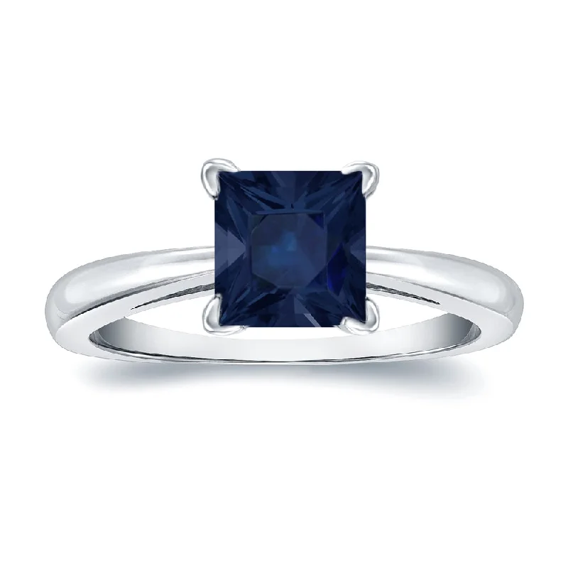 Rings with carved onyx for bold sleekness -Auriya 14k Gold Princess-cut Sapphire Solitaire Engagement Ring 1 1/2ct TGW