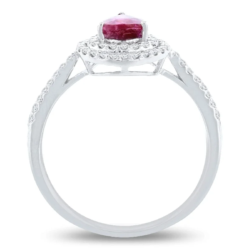 Rings with shield-shaped stones for boldness -Auriya Platinum 1ct Rare Unheated Ruby and 1/4ct TDW Diamond Ring