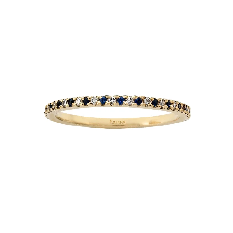 Rings with lotus flower engravings for peace -Diamond & Sapphire Eternity Ring White Gold