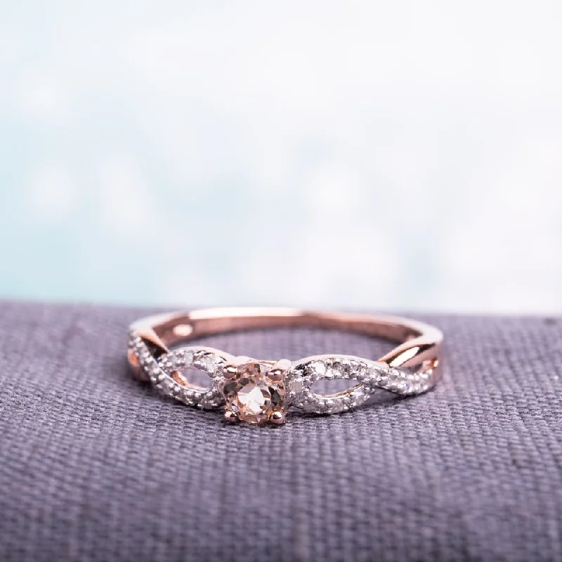 Rose gold rings featuring delicate pearl inlays -Miadora Roseplated Silver Morganite and 1/10ct TDW Diamond Ring (G-H, I2-I3)