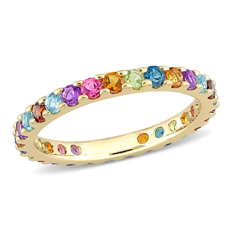 Rings with crescent moon for lunar charm -Mimi & Max 1 1/10ct TGW Multi-Color Gemstone Eternity Ring in 10k Yellow Gold