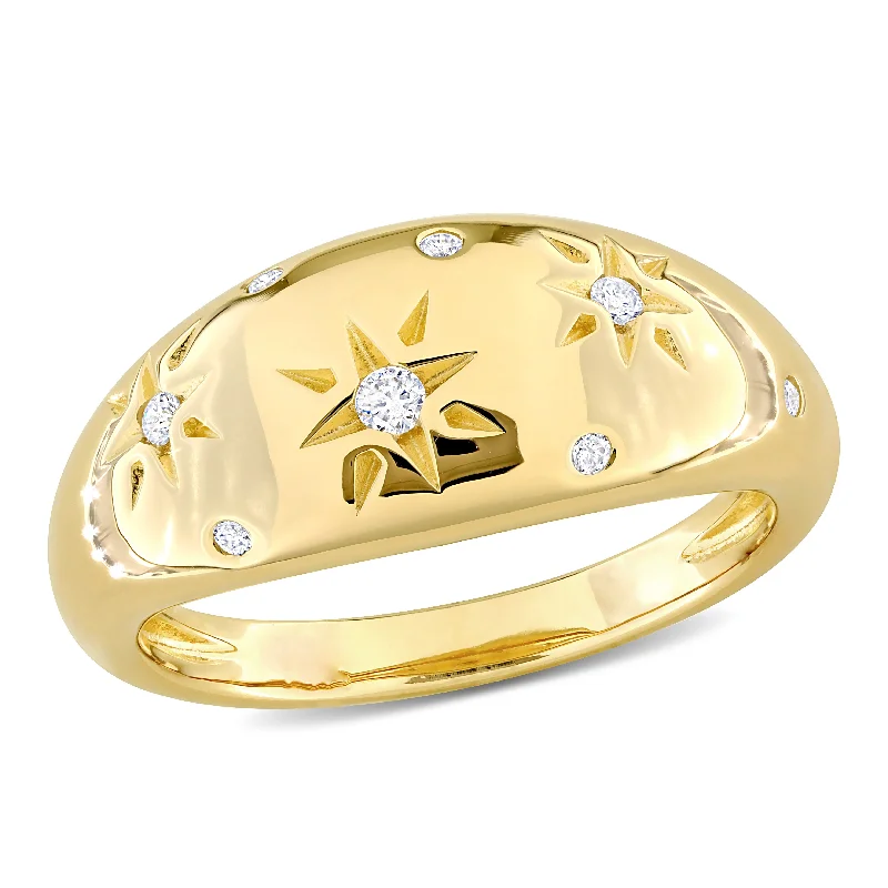 Rings with birthstone clusters for personalization -Mimi & Max 1/10ct TDW Diamond Dome-Shaped Star Ring in 10k Yellow Gold