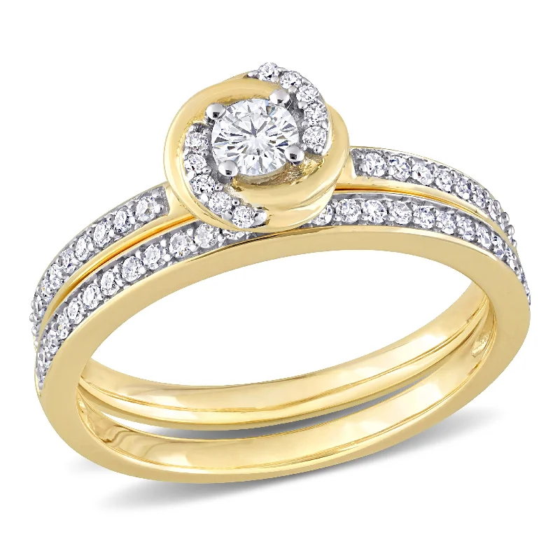 Rings with infinity loops for timeless love -Mimi & Max 1/2ct TDW Diamond Double Swirl Bridal Set in 14k Yellow Gold