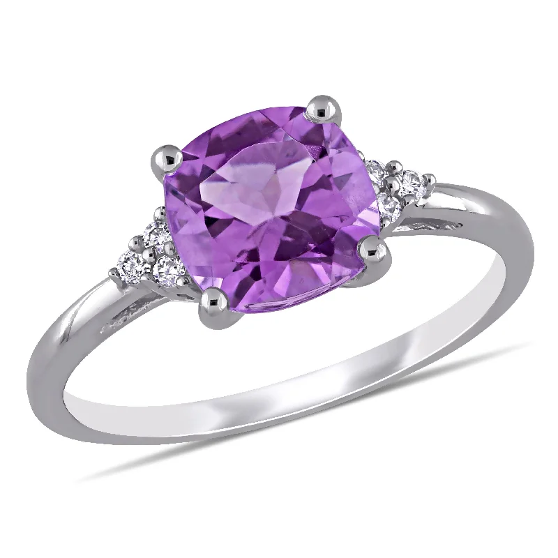 Rings with wave patterns for ocean vibes -Mimi & Max 1 3/4ct TGW Amethyst Ring with Diamond Accents in 10k White Gold