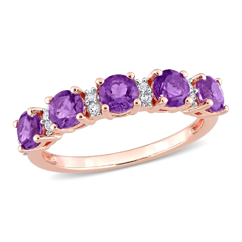 Rings with rainbow moonstone for color play -Mimi & Max 1 3/5 CT TGW Amethyst-Africa and White Topaz Semi Eternity Ring