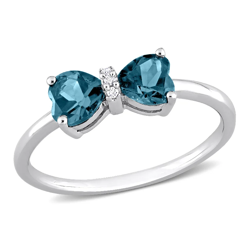 Rings with agate slices for earthy style -Mimi & Max 1ct TGW London Blue Topaz and Diamond Accent Ring in 10k White Gold