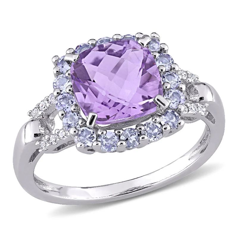 Rings with starburst topaz for radiant beauty -Mimi & Max 2 1/3ct TGW Amethyst Tanzanite and Diamond Accents Ring in Sterling Silver