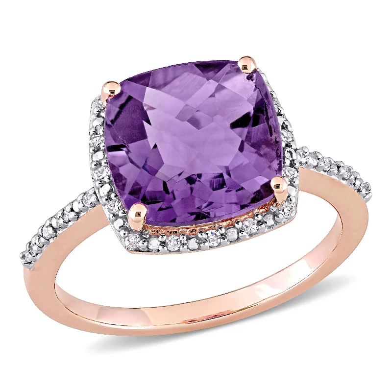 Rings with polished onyx for sleek contrast -Mimi & Max 3 1/2 CT TGW Cushion Cut Checkerboard Amethyst Halo Ring