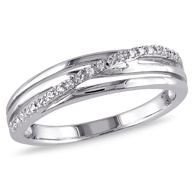 Vintage rings with engraved floral band designs -Mimi & Max Diamond Crossover Ring in Sterling Silver