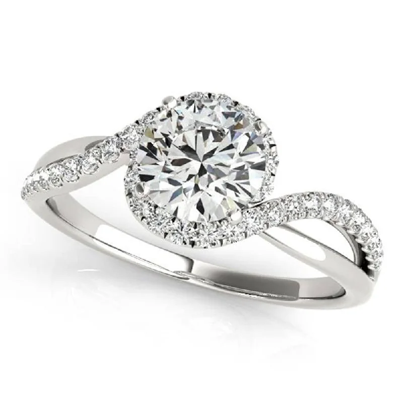 Rings with pave-set gemstones for brilliance -Moissanite by Auriya 2ctw Halo Diamond Engagement Ring 1/5ctw 14K Gold