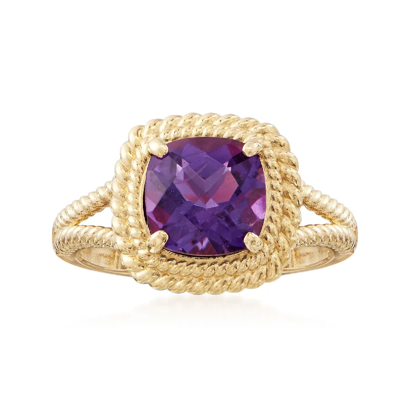 Rings with hematite for sleek metallic sheen -Ross-Simons Amethyst Ring in 14kt Yellow Gold