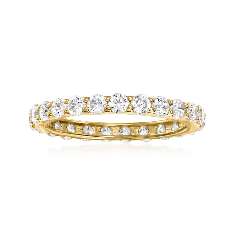 Rings with crescent moon for lunar charm -Ross-Simons CZ Eternity Band in 14kt Yellow Gold