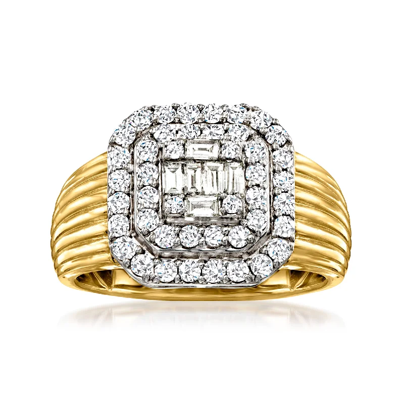 Rings with raw topaz for icy charm -Ross-Simons Diamond Cluster Ring in 14kt 2-Tone Gold