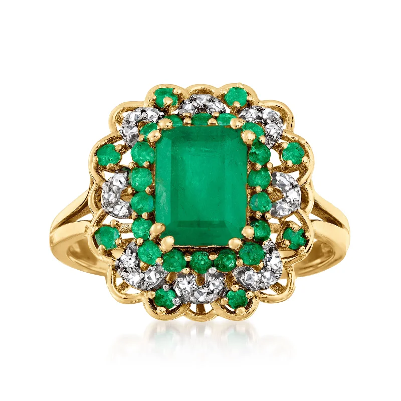 Platinum rings with sparkling sapphire center stones -Ross-Simons Emerald and . Diamond Ring in 14kt Yellow Gold