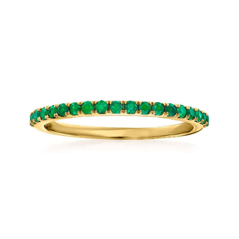 Rings with vintage-inspired rose-cut diamonds -Ross-Simons Emerald Ring in 14kt Yellow Gold