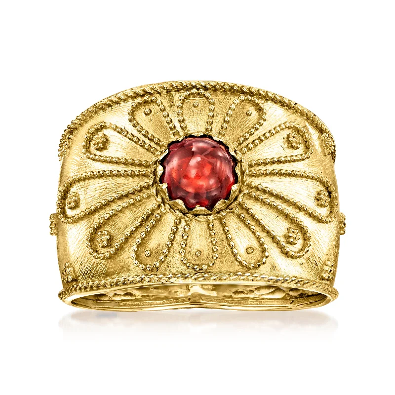 Rings with tiger eye bands for warmth -Ross-Simons Italian . Garnet Etruscan-Style Ring in 14kt Yellow Gold