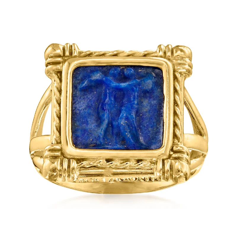 Rings with adjustable bands for perfect fit -Ross-Simons Italian Tagliamonte Lapis Cameo Ring in 18kt Gold Over Sterling