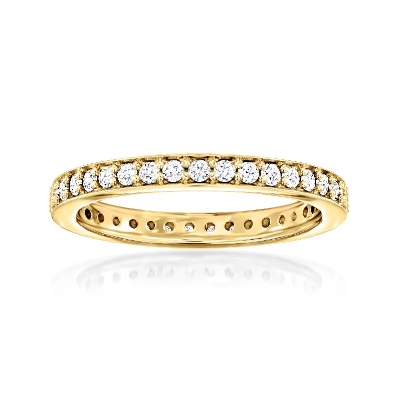 Rings with agate slices for earthy style -Ross-Simons Lab-Grown Diamond Eternity Band in 18kt Gold Over Sterling