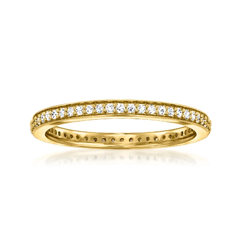 Rings with vintage-inspired rose-cut diamonds -Ross-Simons Lab-Grown Diamond Eternity Band in 18kt Gold Over Sterling