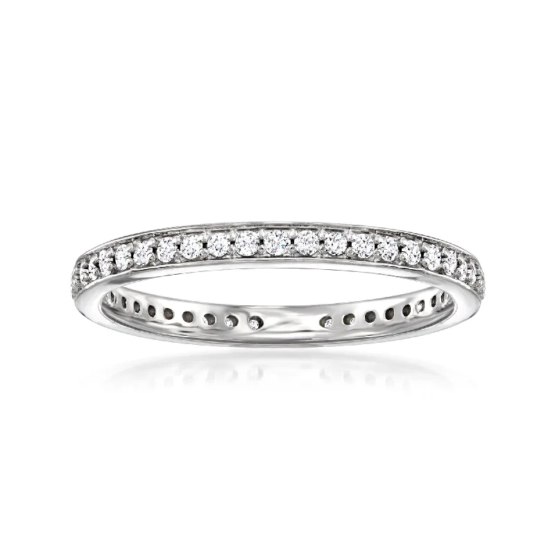 Rings with raw citrine for sunny charm -Ross-Simons Lab-Grown Diamond Eternity Band in Sterling Silver