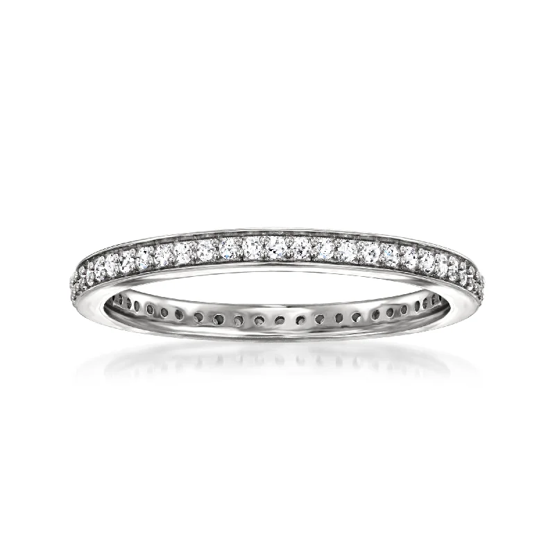 Rings with claw-set moonstone for mystique -Ross-Simons Lab-Grown Diamond Eternity Band in Sterling Silver