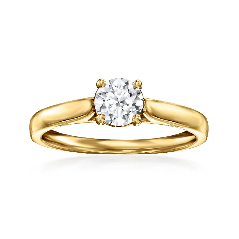 Gold rings with intricate celtic knot patterns -Ross-Simons Lab-Grown Diamond Solitaire Ring in 18kt Gold Over Sterling