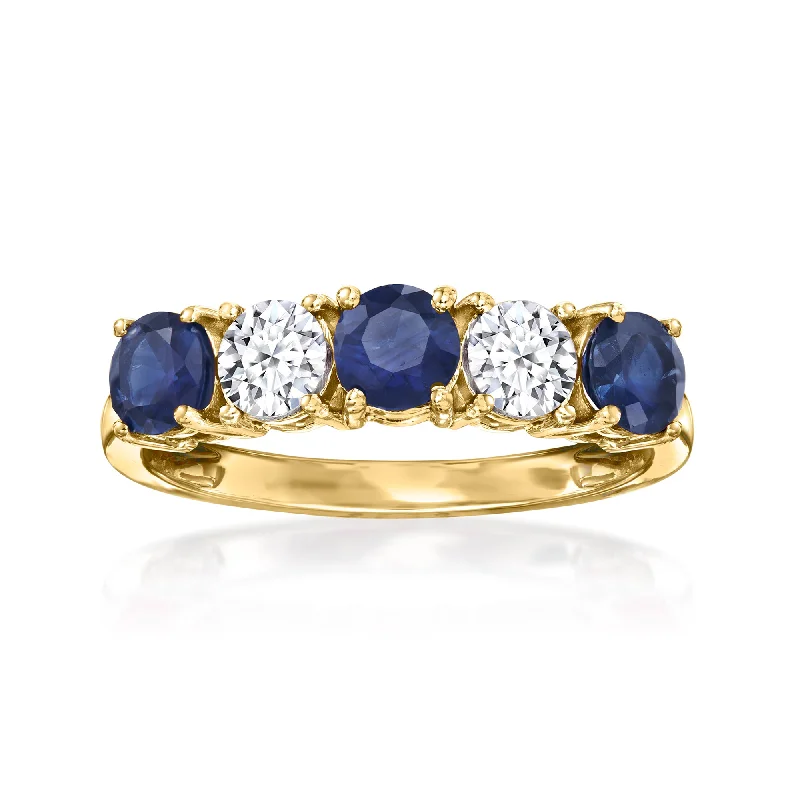 Rings with vintage claw prongs for elegance -Ross-Simons Sapphire and . Lab-Grown Diamond Ring in 14kt Yellow Gold