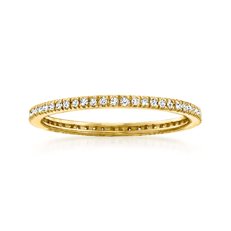 Rings with rose quartz for soft romance -RS Pure by Ross-Simons Diamond Eternity Band in 14kt Yellow Gold