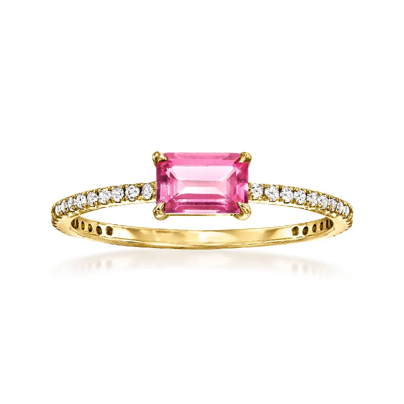 Rings with natural amber for warm glow -RS Pure by Ross-Simons Pink and White Topaz Ring in 14kt Yellow Gold