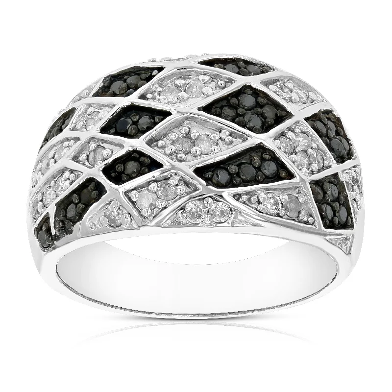 Rings with knot motifs for symbolic love -Sterling Silver Black Diamond Ring (0.70 CT)